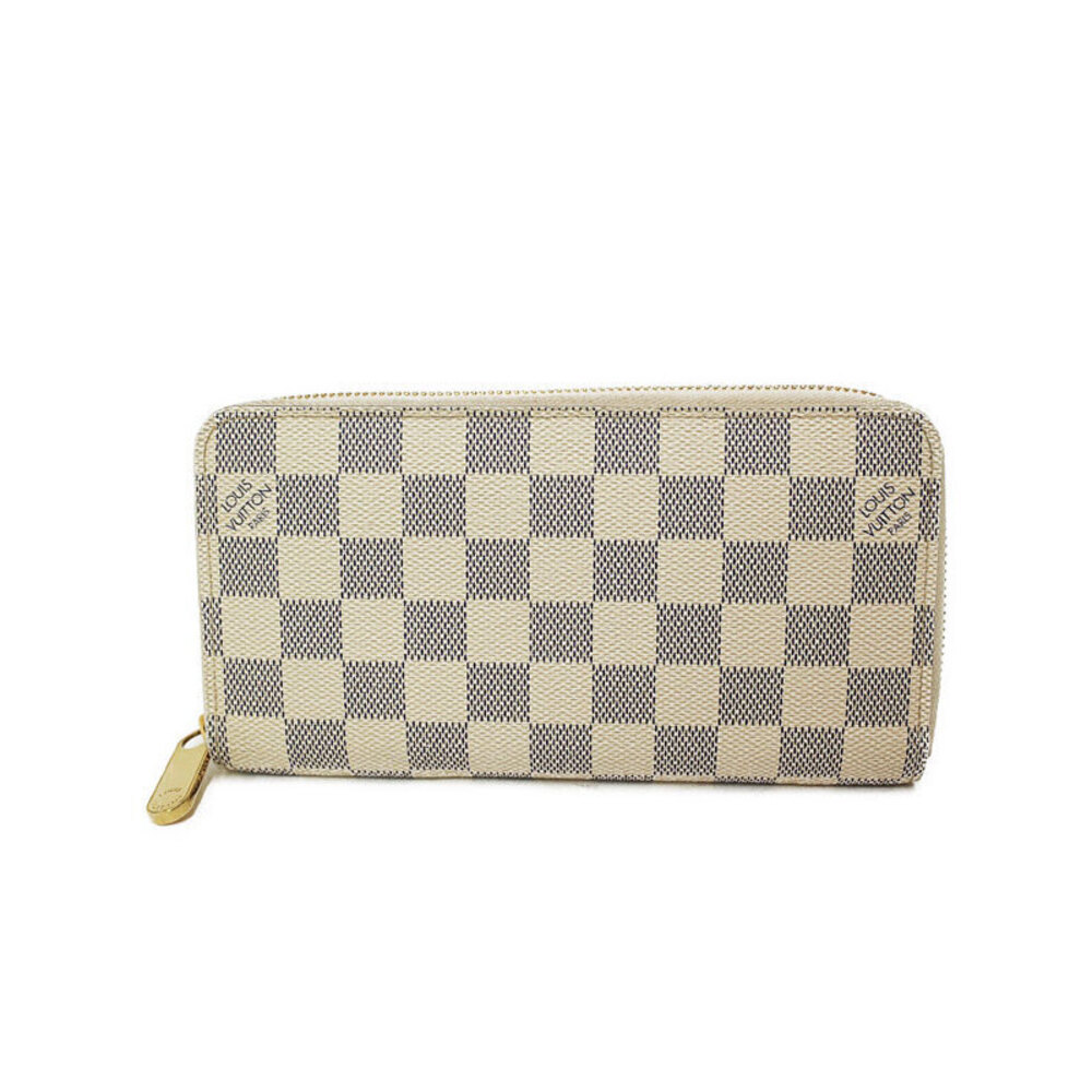 Louis Vuitton Damier Azur White Zippy Wallet Round Zipper Long
